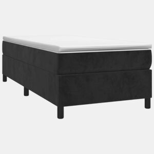 Estrutura de cama de solteiro para adultos com molas 90x200 cm veludo preto
