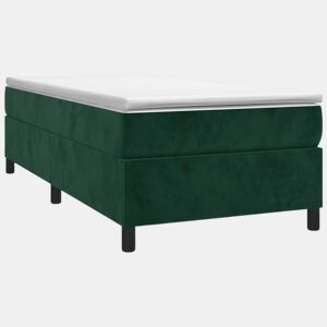 Estrutura de cama de solteiro moderno, com molas 90x190 cm veludo verde-escuro