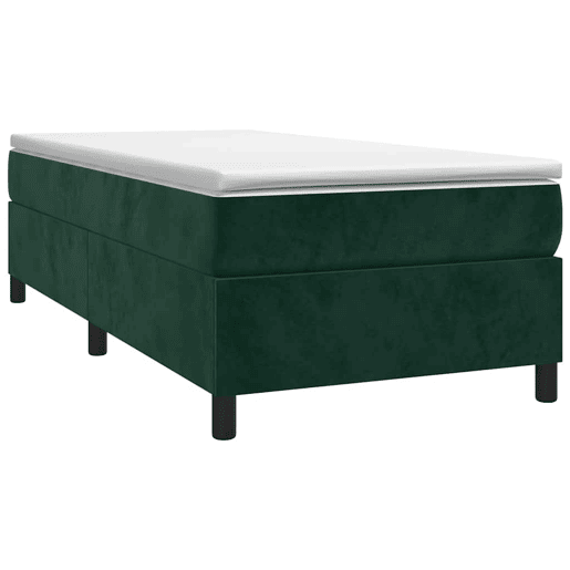 Estrutura de cama de solteiro moderno, com molas 90x190 cm veludo verde-escuro