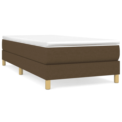 Estrutura de cama de solteiro para adultos com molas 90x190 cm tecido castanho-escuro