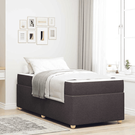 Estrutura de cama de solteiro para adultos com colchão - Marrom Escuro 100 x 200 cm tecido
