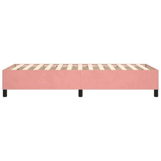 Estrutura de cama de solteiro para adultos com molas 90x190 cm veludo rosa