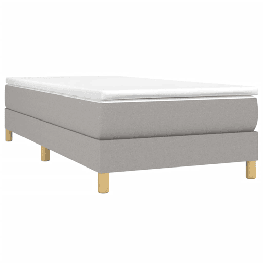 Estrutura de cama de solteiro para adultos com molas 100x200 cm tecido cinzento-claro