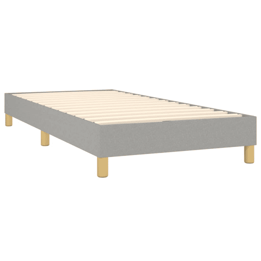 Estrutura de cama de solteiro para adultos com molas 100x200 cm tecido cinzento-claro