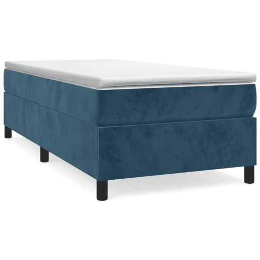 Estrutura de cama de solteiro para adultos com molas 100x200 cm veludo azul-escuro