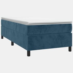 Estrutura de cama de solteiro para adultos com molas 100x200 cm veludo azul-escuro
