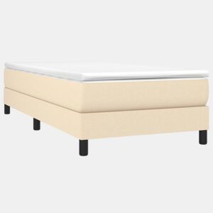 Estrutura de cama de solteiro para adultos com molas 100x200 cm tecido cor creme