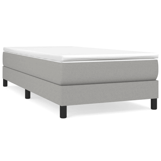 Estrutura de cama de solteiro para adultos com molas 100x200 cm tecido cinzento-claro