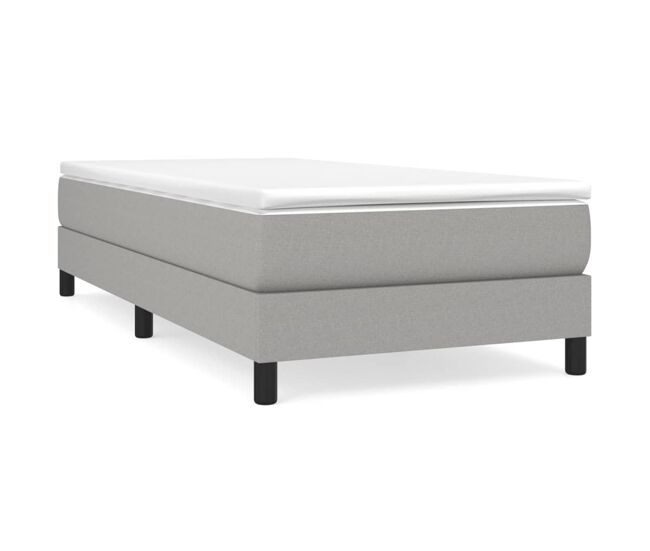 Estructura de cama individual para adultos con somier - tela gris claro 90x200 cm