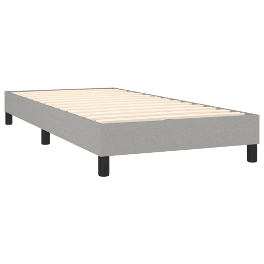 Estrutura de cama de solteiro para adultos com molas 100x200 cm tecido cinzento-claro