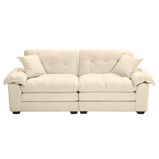 Sofá individual 213 cm - Chenille com almofada dupla (Memory + molas) - Bege
