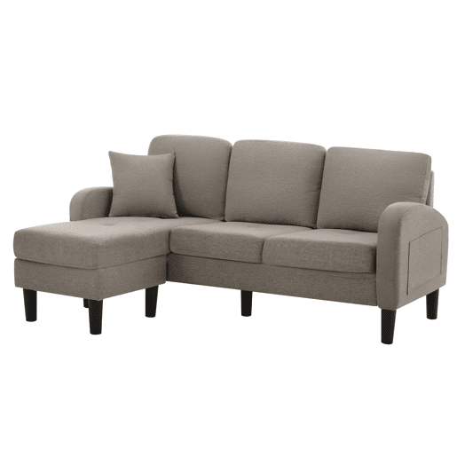 Sofá de canto em L 3 lugares 166x118x77 cm - modular algodão-linho - cinza escuro antigo