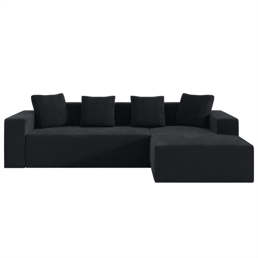 Sofá modular de 3 lugares - Cloud moderno com chaise longue, assentos profundos - Preto
