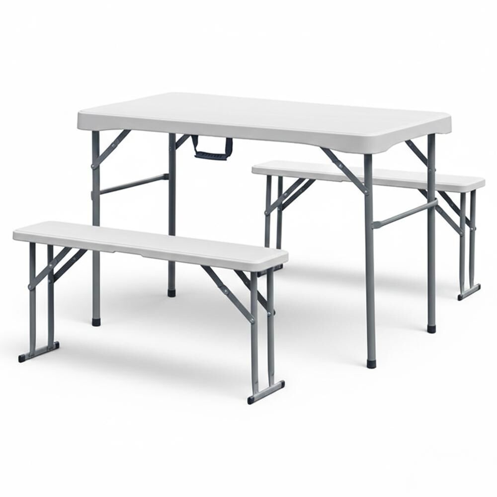 Conjunto plegable mesa y 2 bancos