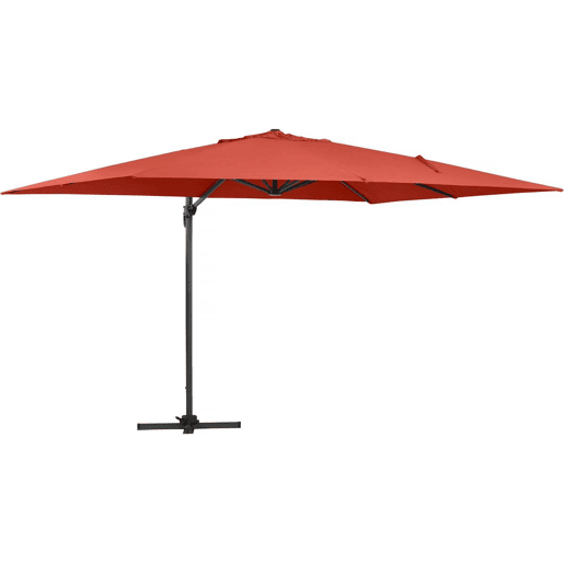 Guarda-sol de jardim offset em alumínio Sun 4 - Retângulo - 3 x 4 m - Vermelho + Capa protetora
