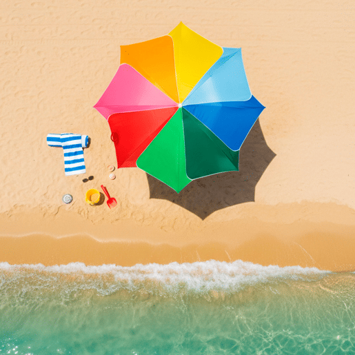 Aktive Beach Guarda-sol de praia D200 multicolorido e inclinável com proteção UV50 Aktive Beach Guarda-sol de praia D200 multicolorido e inclinável com proteção UV50