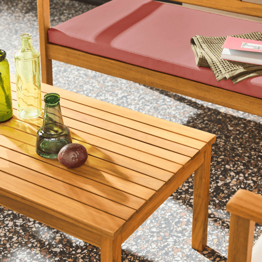Conjunto de jardim em madeira de acácia, 4 lugares Terracota - 115x62x70 cm
