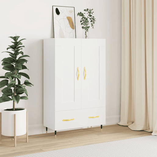 Armário alto - Bufete - Móvel de apoio 69,5x31x115 cm derivados de madeira branco pt1227 Armário alto - Bufete - Móvel de apoio 69,5x31x115 cm derivados de madeira branco pt1227
