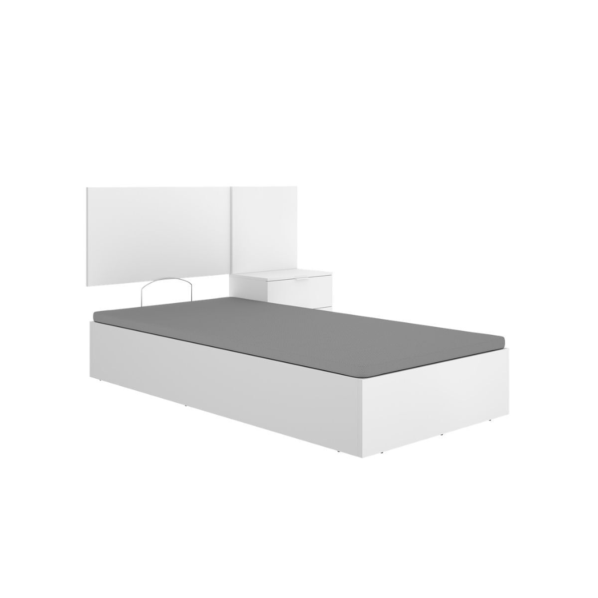 Composición de dormitorio pack flow cabecero con mesita y canapé abatible blanco 96x141x190 cm