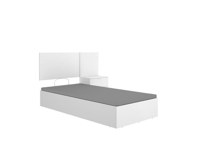 Composición de dormitorio pack flow cabecero con mesita y canapé abatible blanco 96x141x190 cm