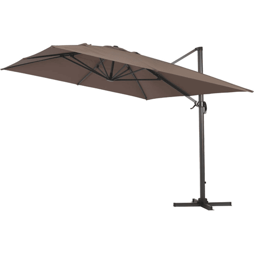 Guarda-sol de jardim offset em alumínio Sun 4 - Retângulo - 3 x 4 m + Capa protetora - Taupe