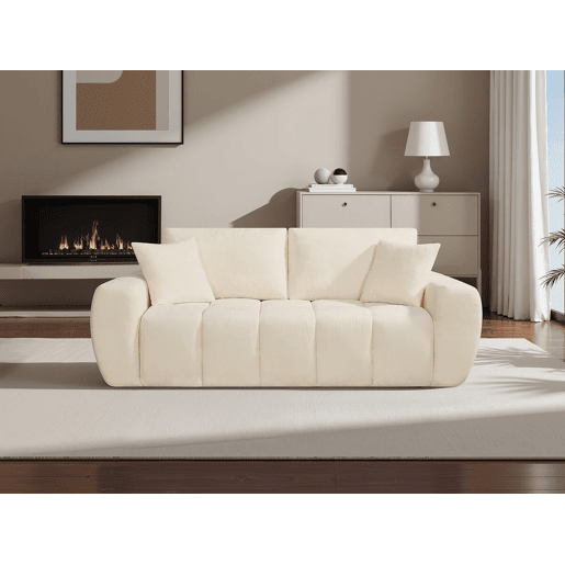 Sofá reto em tecido, estilo >, modelo > - 3 lugares - Bege Sofá reto em tecido, estilo >, modelo > - 3 lugares - Bege
