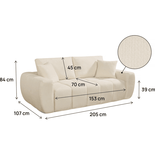 Sofá reto em tecido, estilo >, modelo > - 3 lugares - Bege Sofá reto em tecido, estilo >, modelo > - 3 lugares - Bege