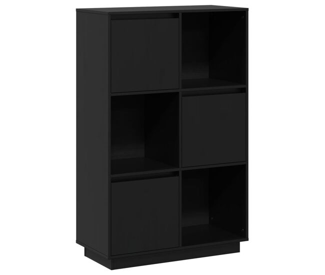 Aparador alto - mueble de almacenamiento de madera maciza de pino negro 74x35x117 cm es553