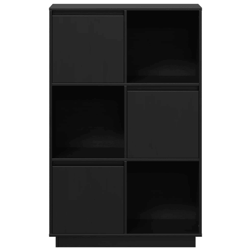 Armário alto - Bufete - Móvel de apoio 74x35x117 cm pinho maciço preto pt553