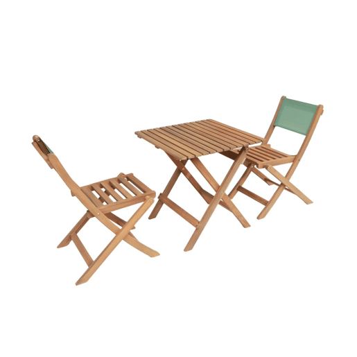 Mesa de jardim bistrô infantil de madeira de acácia com 2 cadeiras Verde cinzento - 54x43x33 cm