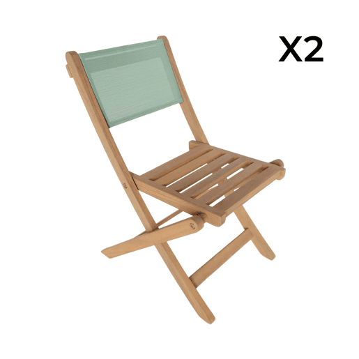 Mesa de jardim bistrô infantil de madeira de acácia com 2 cadeiras Verde cinzento - 54x43x33 cm