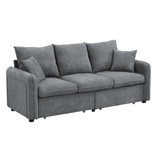 Sofá de canto de 3 lugares - Modular com arrumação, chaise longue e pufe - Cinza escuro