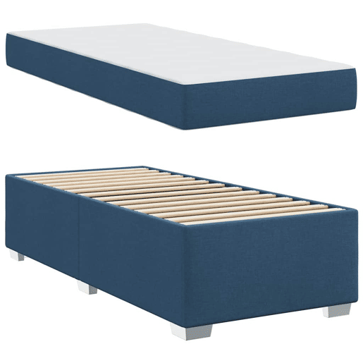 Estrutura de cama de solteiro para adultos com colchão Azul 90 x 200 cm tecido