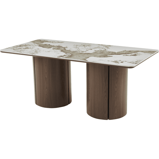 Mesa de jantar retangular em cerâmica Pendora Milano - 6 lugares - Castanho