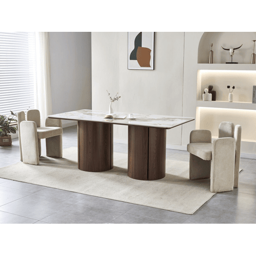 Mesa de jantar retangular em cerâmica Pendora Milano - 6 lugares - Castanho