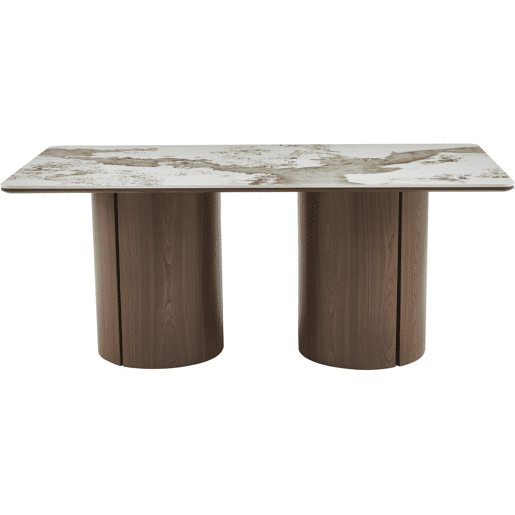 Mesa de jantar retangular em cerâmica Pendora Milano - 6 lugares - Castanho