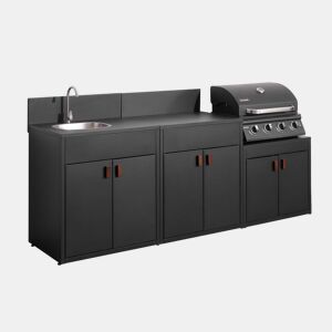 Cozinha exterior com churrasqueira a gás com 4 queimadores Preto - 80x62.5x110 cm