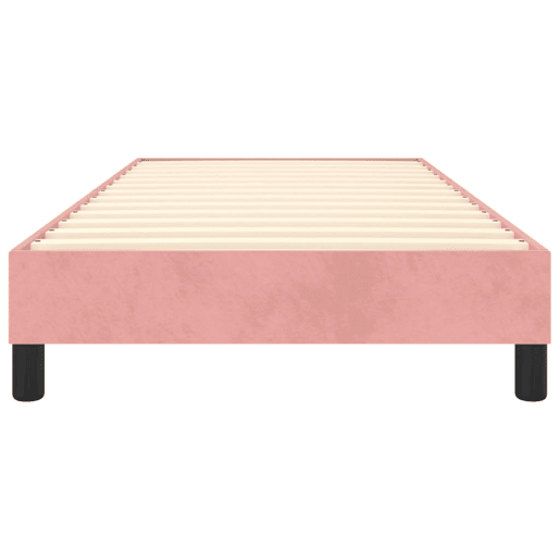 Estrutura de cama de solteiro para adultos com molas 90x200 cm veludo rosa