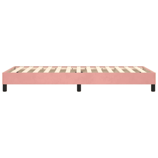 Estrutura de cama de solteiro para adultos com molas 90x200 cm veludo rosa