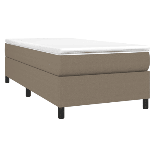 Estrutura de cama de solteiro para adultos com molas 90x200 cm tecido cinza-acastanhado