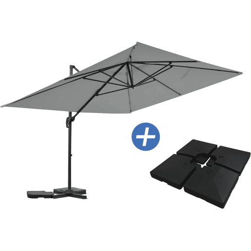 Parasol de jardim deslocado em alumínio 'Sky 4' - 3 x 4 m - Cinza - Lajes de peso incluídas
