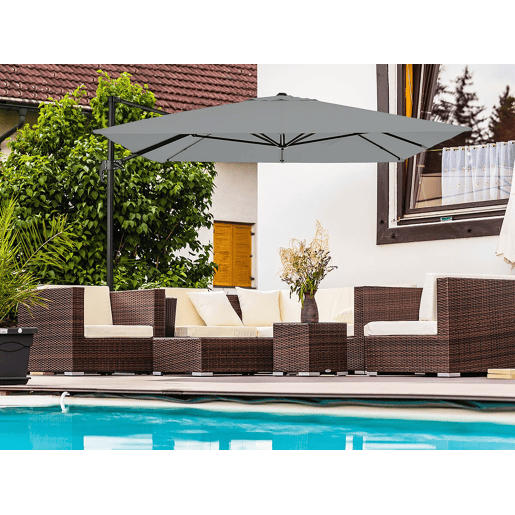 Parasol de jardim deslocado em alumínio 'Sky 4' - 3 x 4 m - Cinza - Lajes de peso incluídas