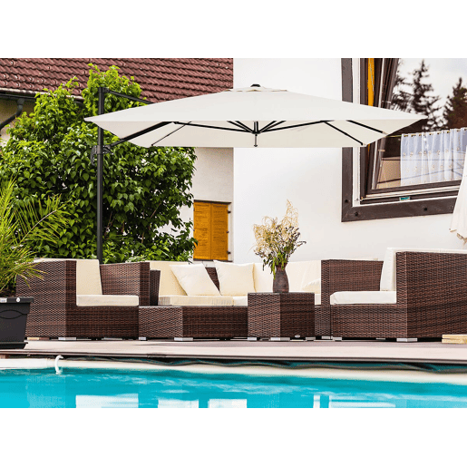 Guarda-sol de jardim deslocado em alumínio 'Sky 4' - 3 x 4 m - Ecru - Placas de lastro incluídas