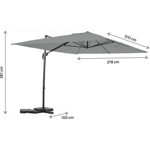 Guarda-sol de jardim deslocado em alumínio Sky 4 - 3 x 4 m - Cinza - Com capa