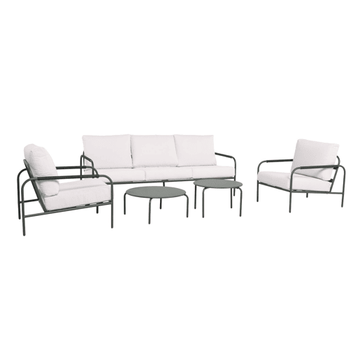 Conjunto de jardim em aço, 5 lugares Verde caqui - 209x90x69 cm