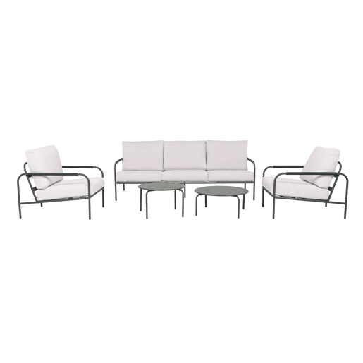 Conjunto de jardim em aço, 5 lugares Verde caqui - 209x90x69 cm