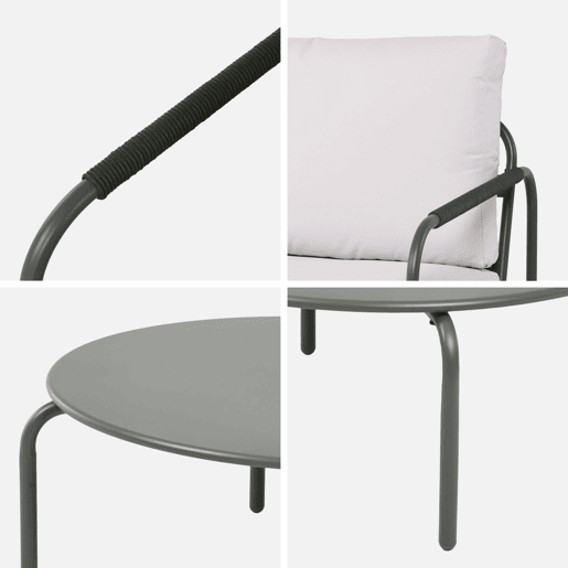 Conjunto de jardim em aço, 5 lugares Verde caqui - 209x90x69 cm