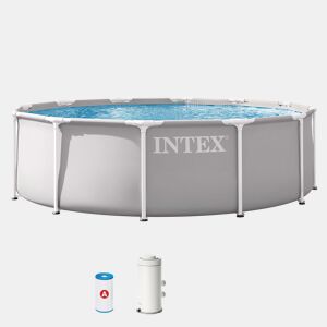 INTEX Piscina redonda amovível de Prism Frame 3,6 metros com sistema de filtragem e escada
