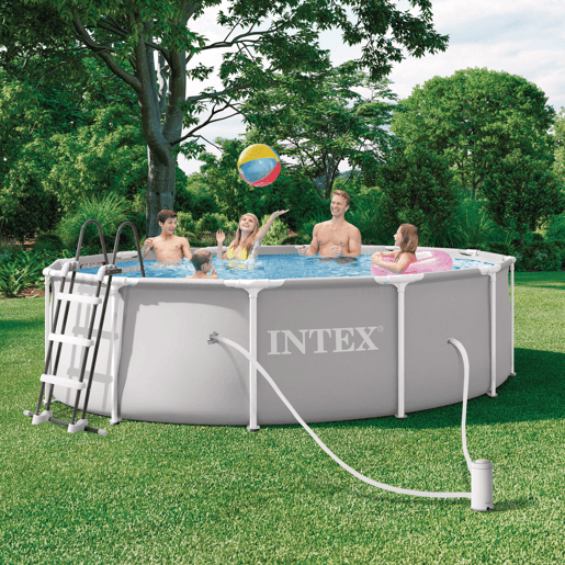 INTEX Piscina redonda amovível de Prism Frame 3,6 metros com sistema de filtragem e escada INTEX Piscina redonda amovível de Prism Frame 3,6 metros com sistema de filtragem e escada