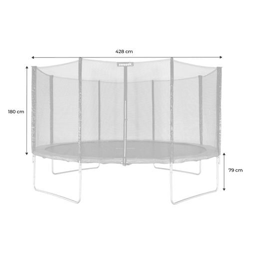 Trampolim com rede de proteção, 430cm Cinza - 429x429x80 cm